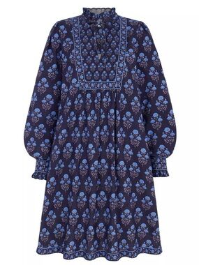 Pink City Prints Tuckernuck Nell Dress Dusk Buta Navy Blue Floral Mini Dress NEW